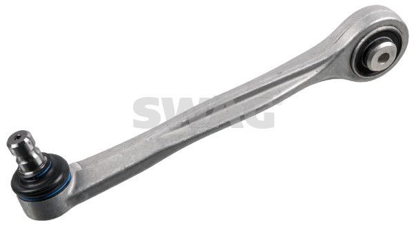 SWAG 33 10 4580: Brat, suspensie roata Axa fata stanga, fata, deasupra, Aluminiu, cu articulatie de sarcina/ghidare, cu bucsa de cauciuc
