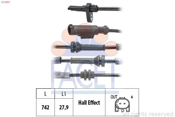 FACET 21.0253: Senzor, turatie roata Made in Italy - OE Equivalent