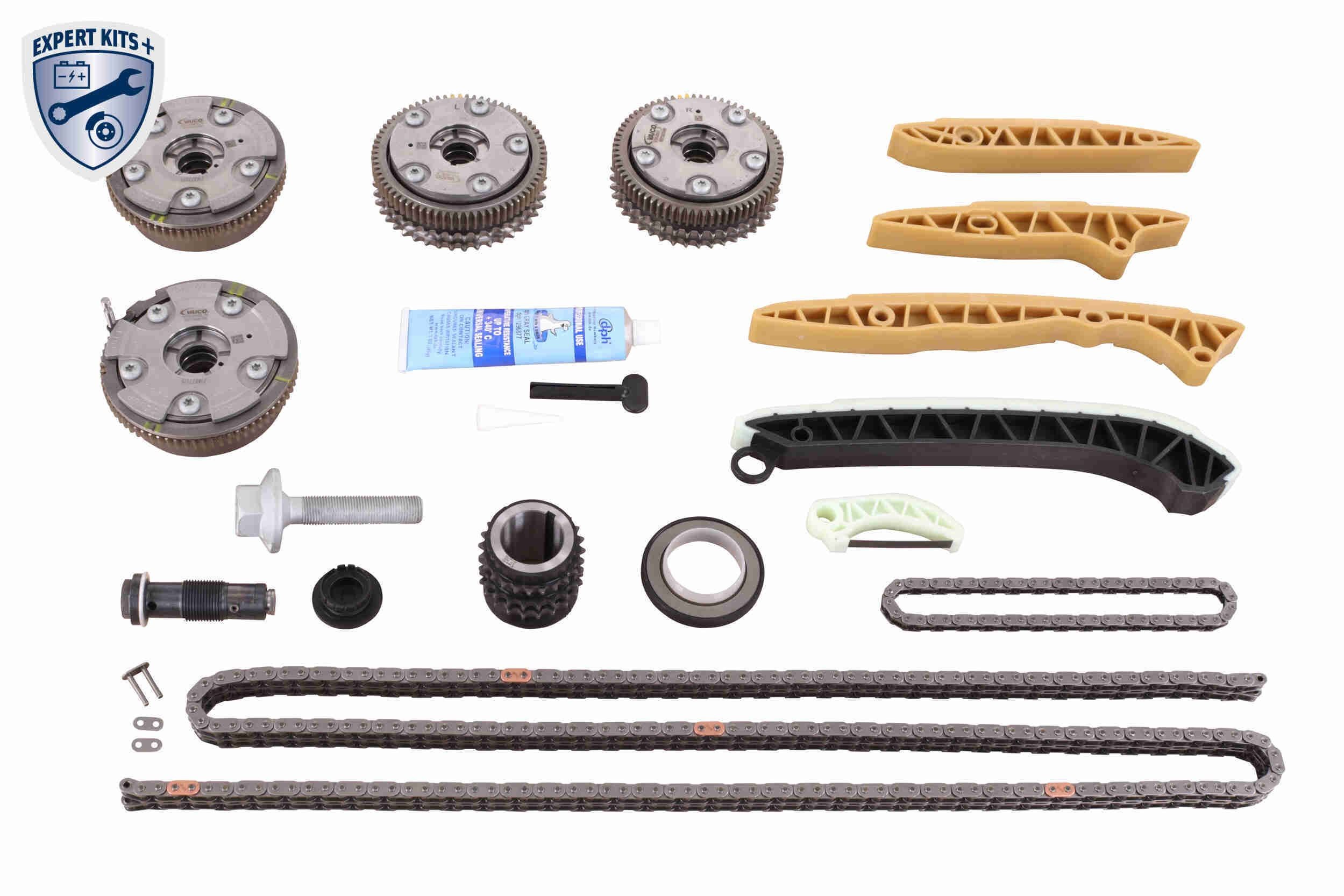 VAICO V30-10007: Sadales vārpstas piedziņas ķēdes komplekts EXPERT KITS + ar sadales vārpstas regul., ar vadotnēm, ar vārpstas blīvgredzenu-kloķvārpsta, ar ķēdes spriegotāju, Sadales vārpstai, ar zobratu