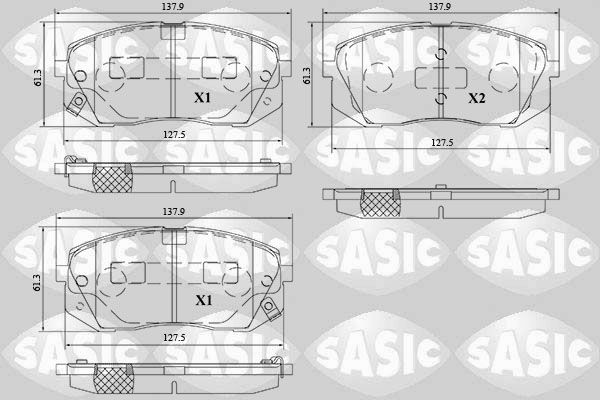 SASIC 6216214: Stabdžių kaladėlės priekinė ašis