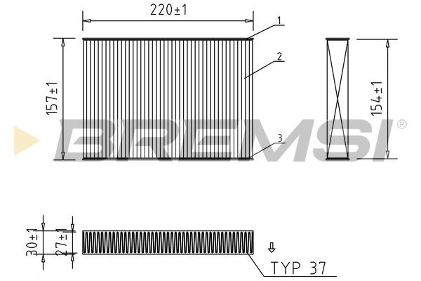BREMSI FC0168: Filter, salongiõhk Tolmufilter