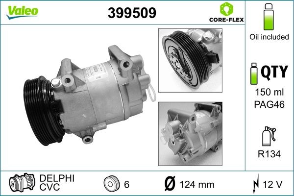 VALEO 399509: Compresor AC VALEO CORE-FLEX cu elei compresor-PAG