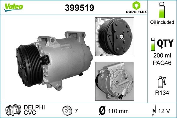 VALEO 399519: Compresor AC VALEO CORE-FLEX cu elei compresor-PAG