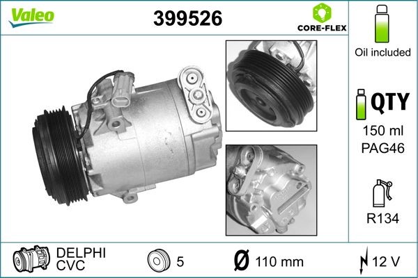 VALEO 399526: Compresor AC VALEO CORE-FLEX cu elei compresor-PAG