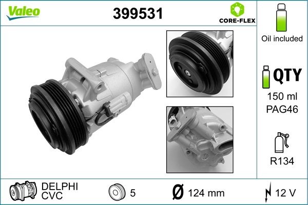 VALEO 399531: Compresor AC VALEO CORE-FLEX cu elei compresor-PAG