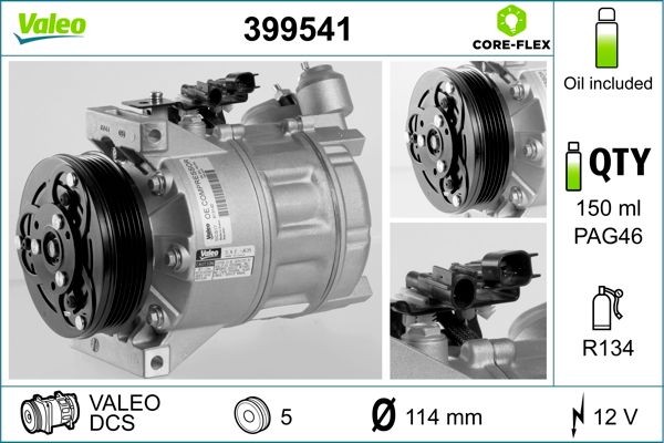 VALEO 399541: Compresor AC VALEO CORE-FLEX cu elei compresor-PAG