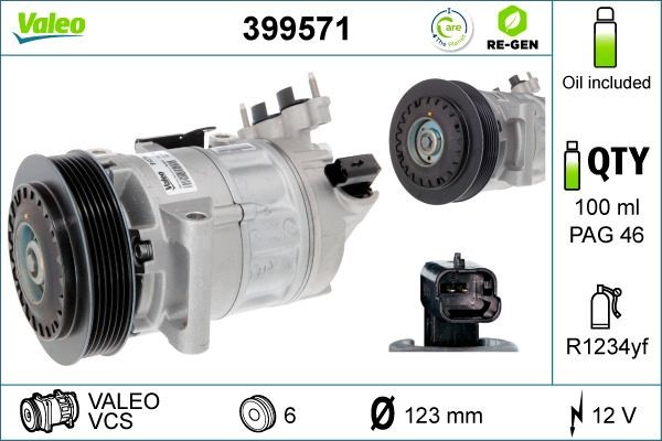 VALEO 399571: Compresor AC VALEO CORE-FLEX cu elei compresor-PAG