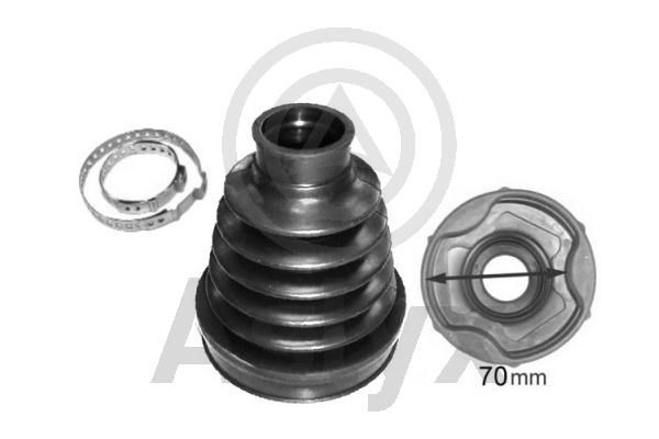 Aslyx AS-200489: Kit cuffia, semiasse sul lato del cambio, Assale anteriore Sx, Gomma