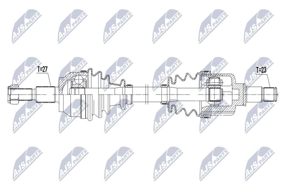 NTY NPW-FR-121: Aandrijfas Vooras links, 656mm