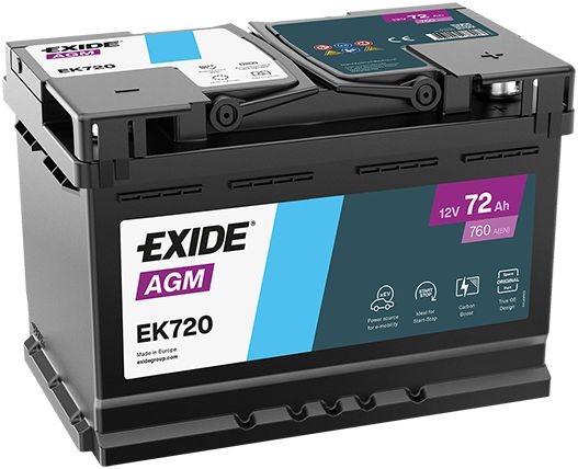 EXIDE EK720: Startera akumulatoru baterija AGM AGM