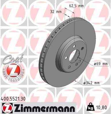 ZIMMERMANN 400.5521.30: Piduriketas FORMULA S Ø: 342mm, sisemine õhutus, kaheosaline piduriketas, Terasest pidurikettakamber, Ø: 342mm, kaetud