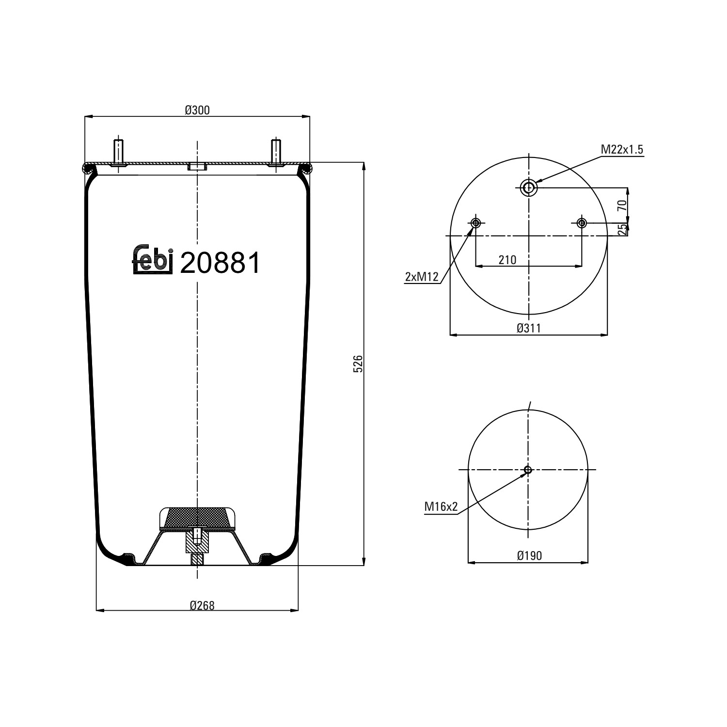 FEBI BILSTEIN 20881: Burduf, suspensie pneumatică