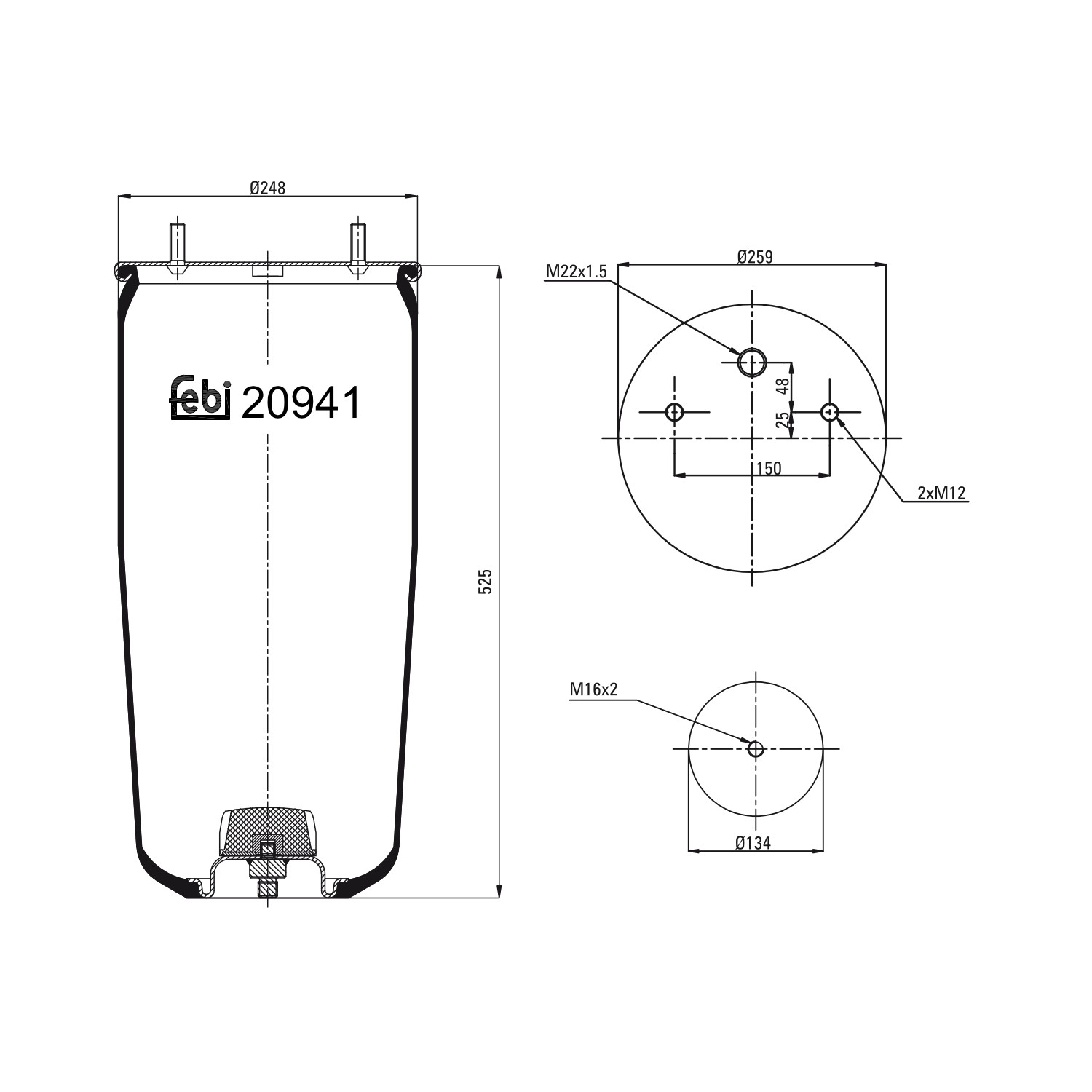 FEBI BILSTEIN 20941: Burduf, suspensie pneumatică