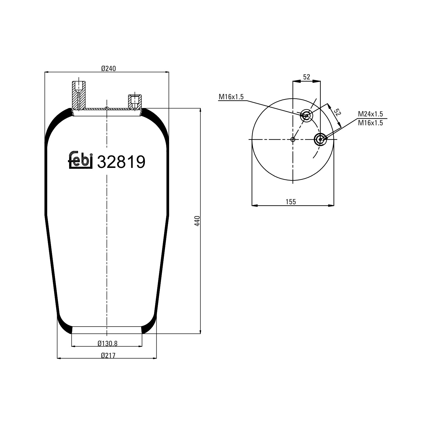FEBI BILSTEIN 32819: Burduf, suspensie pneumatică