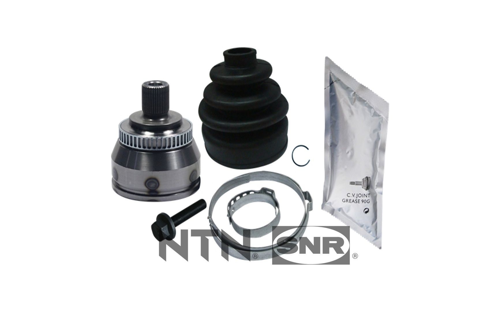 SNR OJK54.016: Kit giunti semiasse lato ruota, Assale anteriore Sx, Assale anteriore Dx, con cuscinetto in gomma