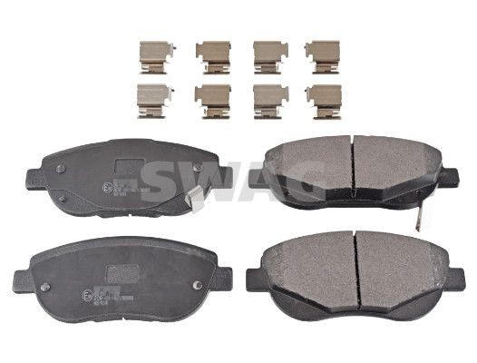 SWAG 33 10 6381: Plăcuțe de frână punte fata, cu material de atașare/fixare, cu material de prindere