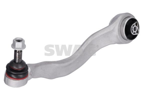 SWAG 33 10 7749: Brat, suspensie roata partea de jos, fata, Axa fata stanga, Aluminiu, cu piuliță de siguranță, cu articulatie de sarcina/ghidare, cu lagar