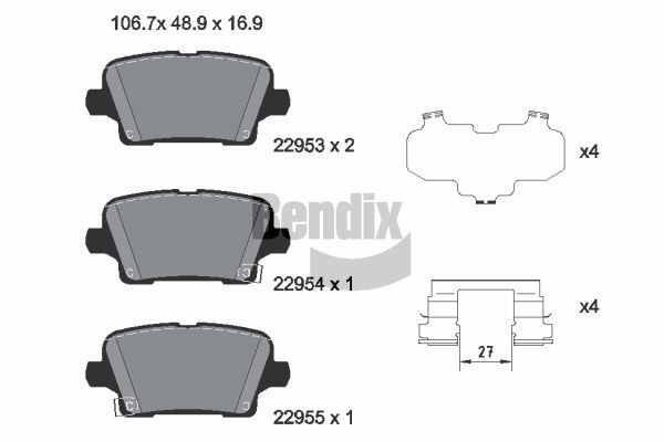 BENDIX Braking BPD2445: Piduriklotsid koos lisadega