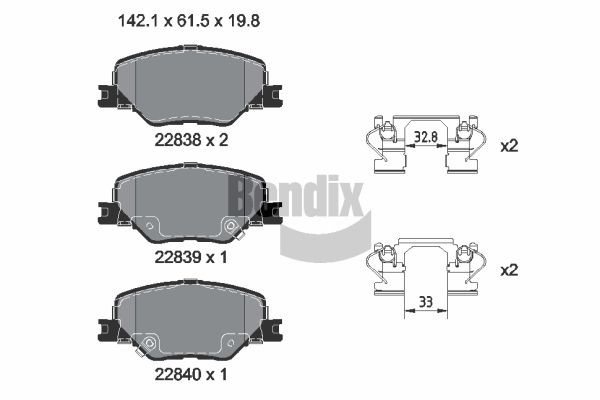 BENDIX Braking BPD2446: Piduriklotsid koos lisadega