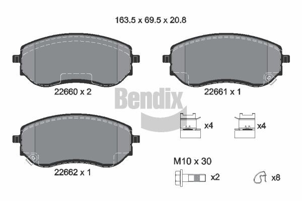 BENDIX Braking BPD2461: Piduriklotsid koos lisadega, koos pidurisadula kruvidega
