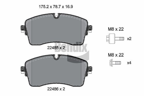 BENDIX Braking BPD2472: Piduriklotsid koos pidurisadula kruvidega