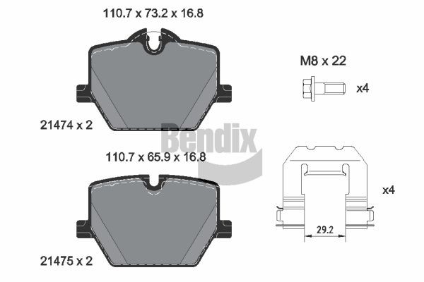 BENDIX Braking BPD2480: Piduriklotsid koos lisadega, koos pidurisadula kruvidega