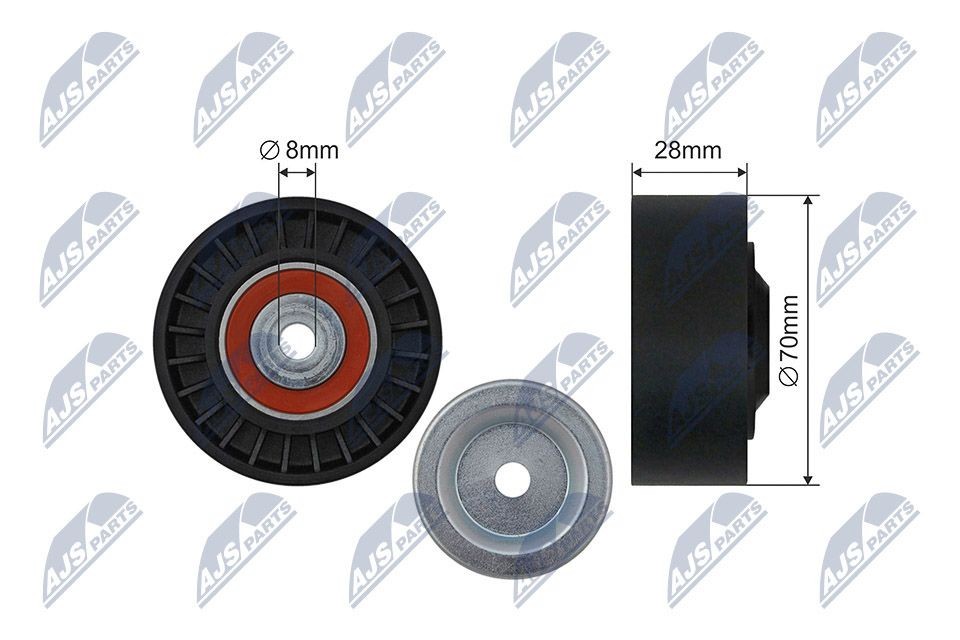 NTY RNK-AU-064: Seade- / juhtrull, soonrihm Ø: 70mm, Ø: 70mm