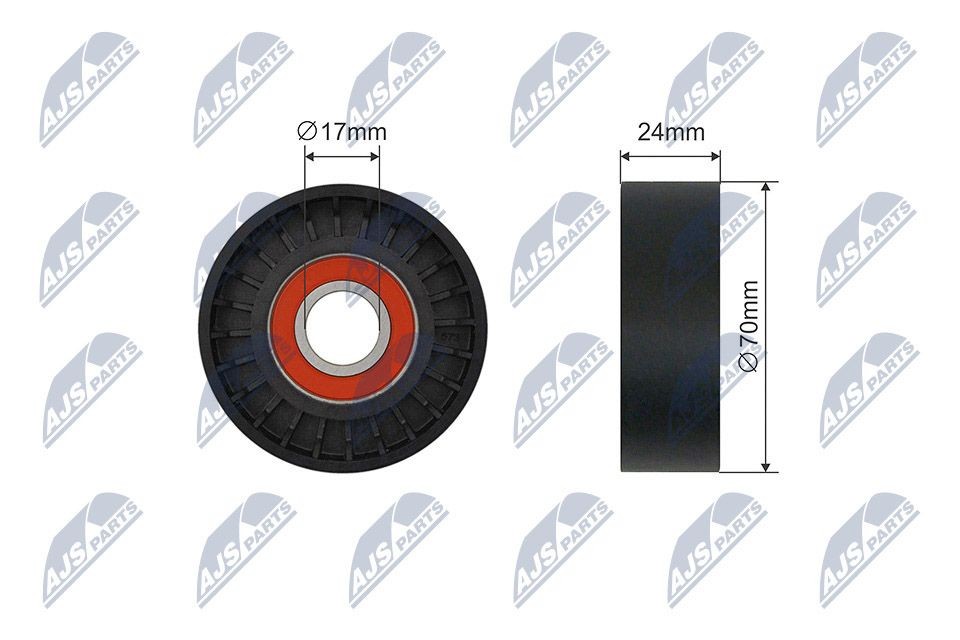 NTY RNK-AU-065: Įtempiklio skriemulys, V formos rumbuotas diržas Ø: 70mm, Ø: 70mm