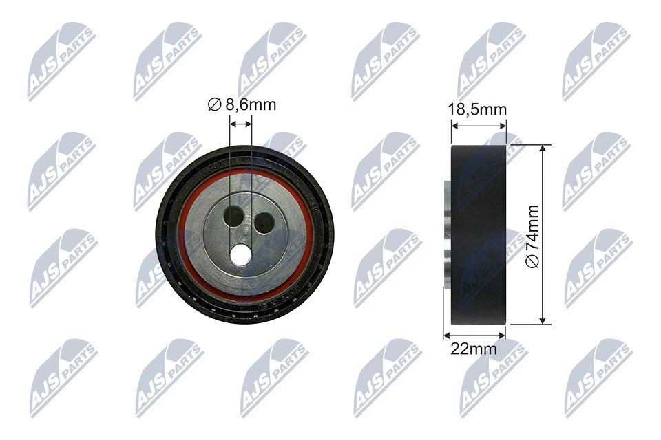 NTY RNK-FT-020: Įtempiklio skriemulys, V formos rumbuotas diržas Ø: 74mm, Ø: 74mm