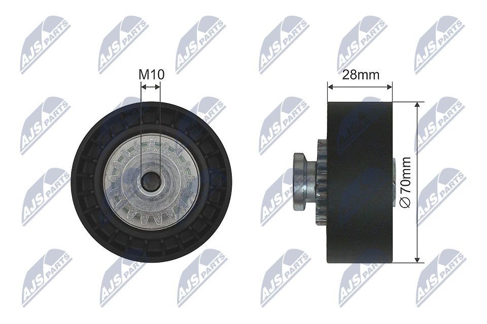 NTY RNK-RE-020: Spriegotājrullītis, Ķīļrievu siksna Ø: 70mm, Ø: 70mm
