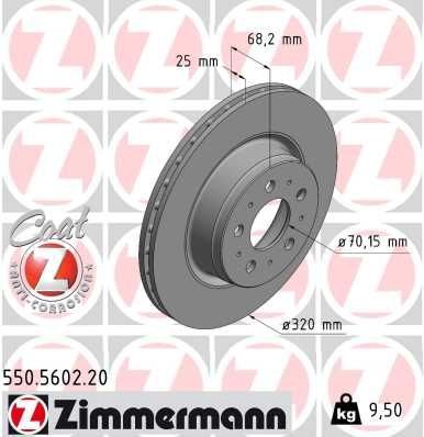 ZIMMERMANN 550.5602.20: Disc de frână COAT Z Ř: 320mm, ventilat interior, Ř: 320mm, acoperit (cu un strat protector)