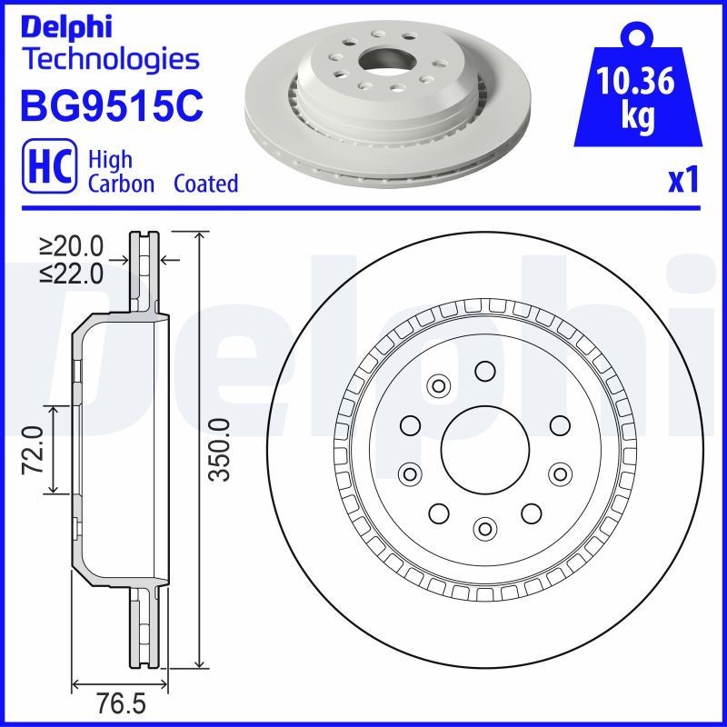 DELPHI BG9515C: Piduriketas Ø: 350mm, õhutusega, Ø: 350mm, kaetud
