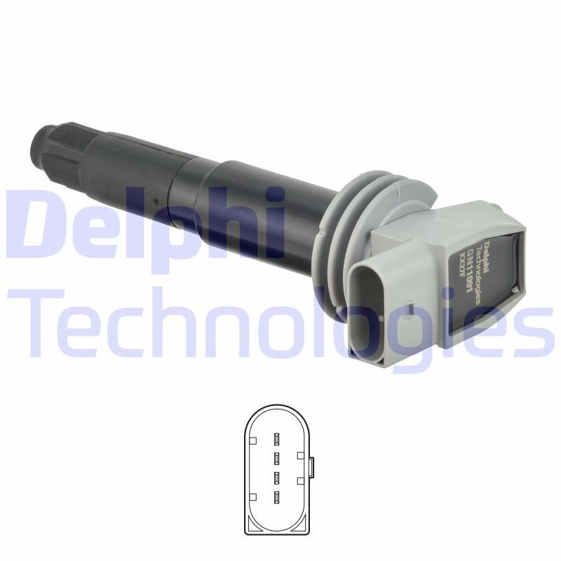 DELPHI GN11091-12B1: Uždegimo ritė 12V, 4poliai