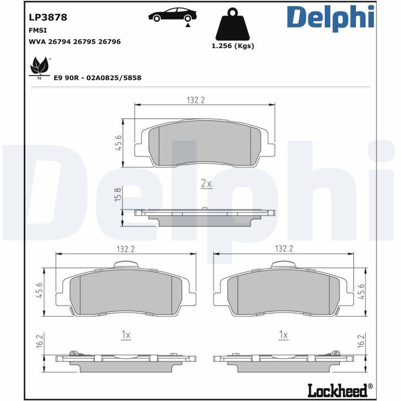 DELPHI LP3878: Piduriklotsid ilma lisavarustuseta, koos kleepfooliumiga