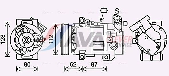 AVA COOLING SYSTEMS DAAK015: Compresor AC ** CLEVER FIT ** cu elei compresor-PAG, cu ambreiaj magnetic, fara dioda