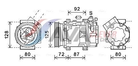 AVA COOLING SYSTEMS DNAK429: Kompresor, klimatizace ** CLEVER FIT ** s kompresorovým olejem PAG, s magnetickou spojkou, bez diody
