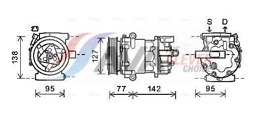 AVA COOLING SYSTEMS FDAK469: Kondicionieriaus kompresorius ** CLEVER FIT ** su PAG kompresorine alyva, su magnetine sankaba, su diodu