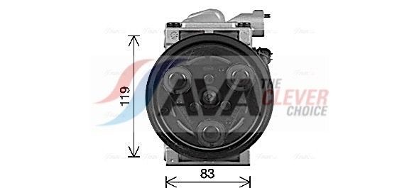 AVA COOLING SYSTEMS HYAK483: Compresor AC ** CLEVER FIT ** cu elei compresor-PAG, cu ambreiaj magnetic, fara dioda