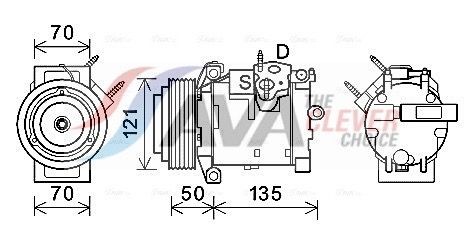 AVA COOLING SYSTEMS JEAK066: Compresor AC ** CLEVER FIT ** fara ulei compresor-PAG, cu ambreiaj magnetic, fara dioda