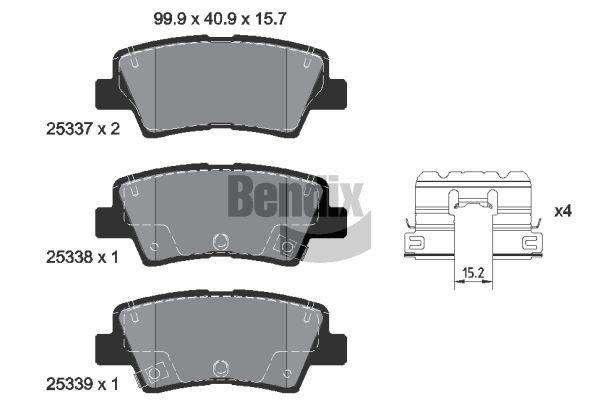 BENDIX Braking BPD2492: Piduriklotsid koos lisadega