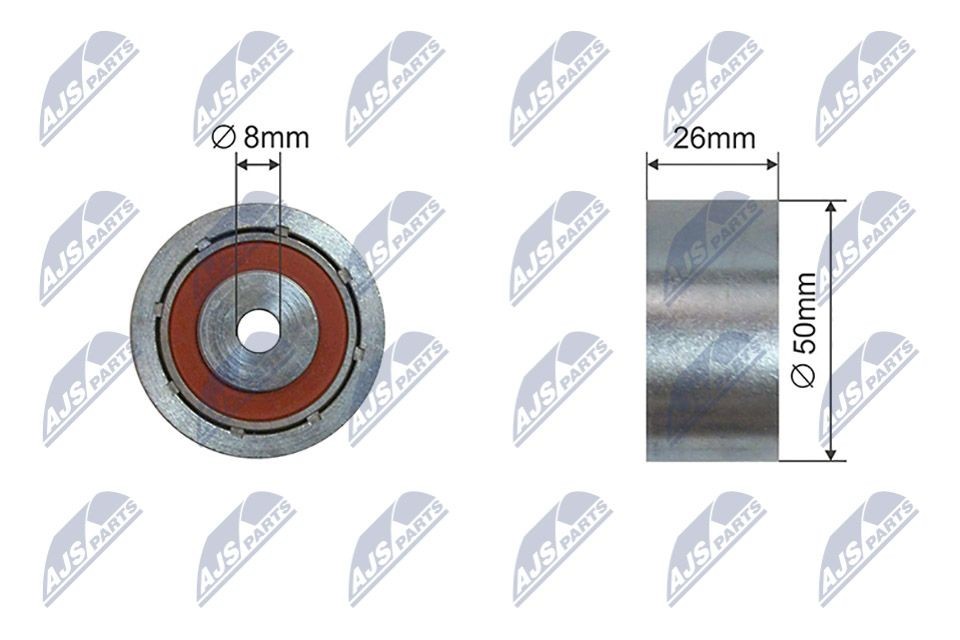 NTY RNK-CT-058: Įtempiklio skriemulys, V formos rumbuotas diržas Ø: 50mm, Ø: 50mm