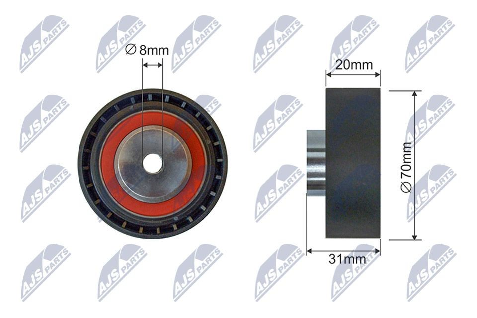 NTY RNK-HD-030: Pingutusrull, soonrihm Ø: 70mm, Ø: 70mm