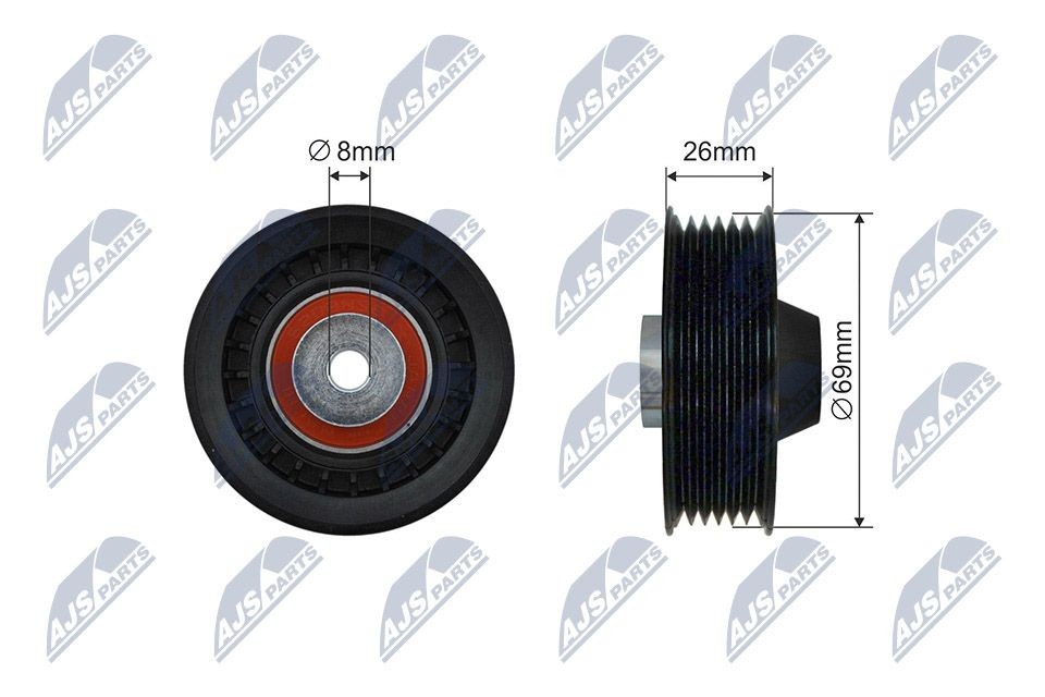 NTY RNK-ME-042: Rullo tenditore cinghia Poly-V Ø: 69mm, Ø: 69mm