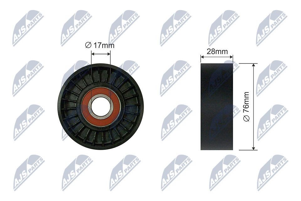 NTY RNK-ME-055: Pingutusrull, soonrihm Ø: 76mm, Ø: 76mm