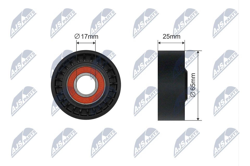 NTY RNK-ME-079: Įtempiklio skriemulys, V formos rumbuotas diržas Ø: 65mm, Ø: 65mm