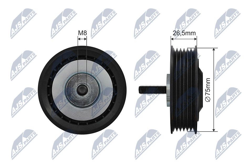 NTY RNK-VW-037: Pingutusrull, soonrihm Ø: 75mm, Ø: 75mm