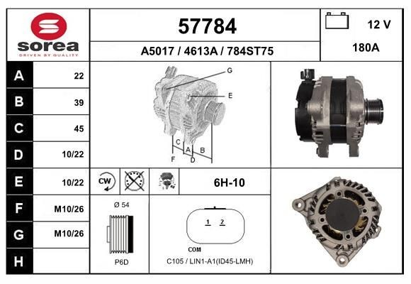 EAI 57784: Alternator 180A, cu regulator integrat