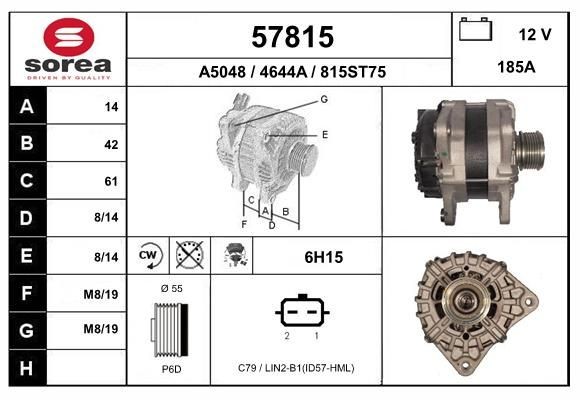 EAI 57815: Alternator 185A, cu regulator integrat