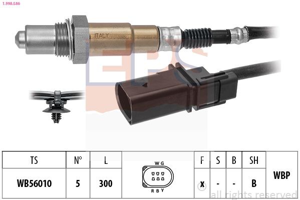 EPS 1.998.586: Lambda andur Made in Italy - OE Equivalent koos kinnitusmaterjaliga
