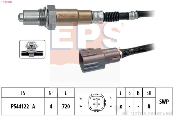 EPS 1.998.600: Lambda andur Made in Italy - OE Equivalent koos kinnitusmaterjaliga